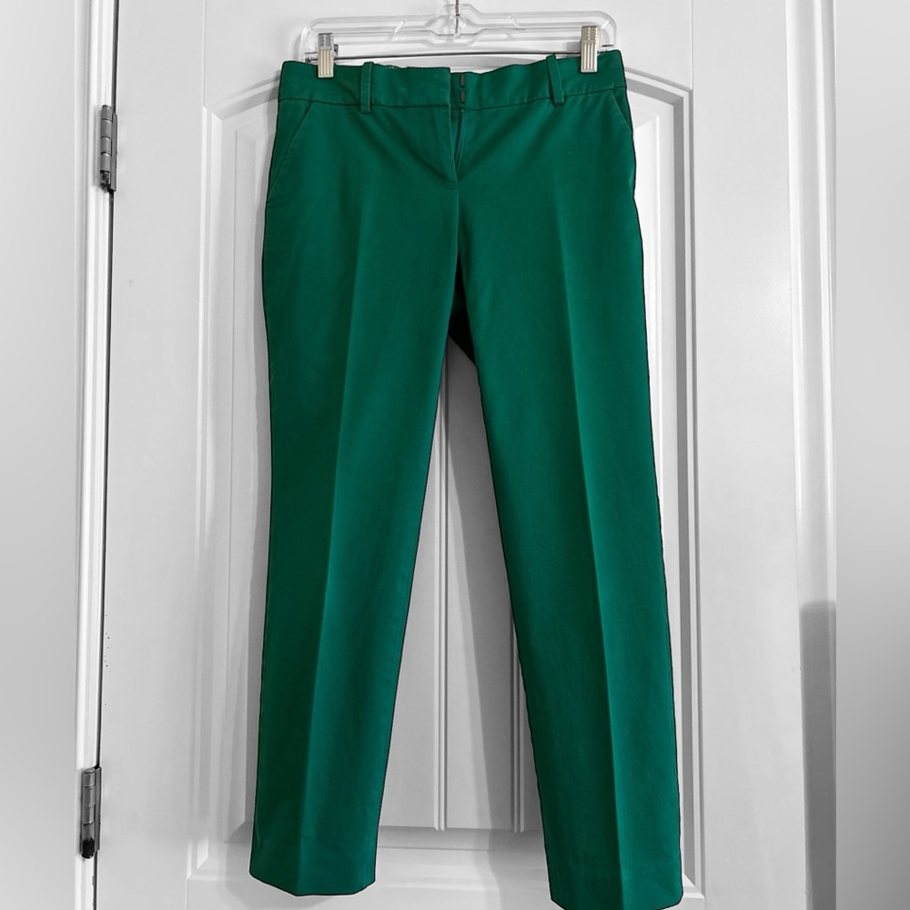 J. Crew Cafe Capri Green Tailored Trousers with Slim Fit
